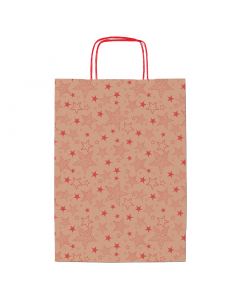 Shopper in carta kraft avana con stampa a colori e manici in carta ritorta.
