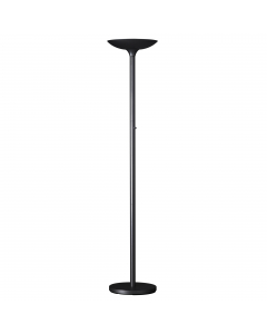 Piantane essenziali e funzionali; lo smalto riflettente all'interno della calotta assicura un'eccellente illuminazione indiretta. Base zavorrata per la massima stabilità. Dimmer sul fusto. Altezza 180cm. Led 29,9W integrato. Classe energetica: D. Made in 