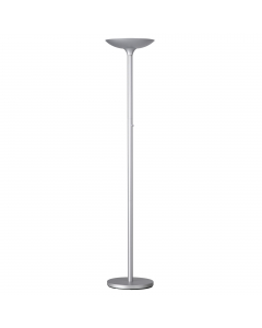 Piantane essenziali e funzionali; lo smalto riflettente all'interno della calotta assicura un'eccellente illuminazione indiretta. Base zavorrata per la massima stabilità. Dimmer sul fusto. Altezza 180cm. Led 29,9W integrato. Made in China.