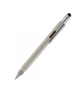 Portamine con 9 funzioni: scrittura, touch screen, 3 scale graduate, righello, cacciavite a stella, cacciavite a taglio, gomma. Assortimento in 3 colori nero, argento e giallo. Confezionata in elegante astuccio coordinato.