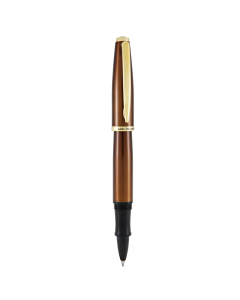 Penna roller con cappuccio con apertura a svitamento. Punta media, fornita in elegante astuccio.