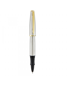 Penna roller con cappuccio con apertura a svitamento. Punta media, fornita in elegante astuccio.