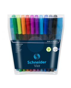 Penna a sfera con inchiostro Gelco, tecnologia brevettata da Schneider, che consente la scorrevolezza di una penna gel ma senza macchiare e senza rinunciare alla durevolezza. Fusto trasparente. Cappuccio dello stesso colore del fusto, munito di piccolo cl