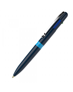 Penna a sfera a quattro colori. Scrive in nero, roso, blu e verde. Cambio scrittura rapido e agevole grazie ai pulsanti colorati. Realizzata per il 92% in plastica riciclata. Con tecnologia Viscoglide per una scrittura straordinariamente fluida e scorrevo