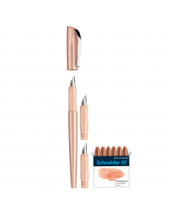 Penna stilografica calligrafica con elegante look metalizzato, impugnatura ergonomica gommata. Utilizzabile con cartucce standard o converter. Confezione regalo contenente: 1 stilo con 3 punte intercambiabili (1,1 - 1,5 - 1,8mm). Incluso nella confezione 