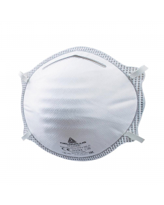Mascherine filtranti FFP2 in fibra sintetica non tessuto. Preformate. Stringinaso regolabile. Rinforzo bordo in spugna sotto lo stringinaso. Test opzionale DOLOMIA per un comfort respiratorio prolungato. FFP2 NR D tessuto non tessuto. 0% latex. Categoria 