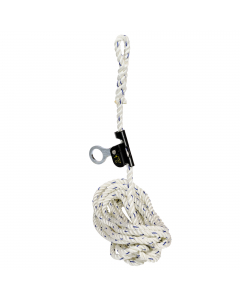 Dispositivo anticaduta scorrevole montato su corda, facile da installare per gli utenti occasionali. 1 fibbia spessorata all'estremità superiore e indicatore di usura. Lunghezza: 20m.
