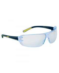Occhiali policarbonato monoblocco ultra leggeri. Montatura extra fine. Adatti per un utilizzo prolungato.
 Policarbonato. Colore blu. Categoria DPI: 2. Certificazione CE. Conformità alle norme EN166:2001 e EN170:2002.