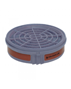 Kit 2 filtri A1  di ricambio per semi-maschera M6400. Guscio in plastica e carboni attivi. Protezione da Gas e vapori organici (punto d’ebollizione > 65°C). Livello di protezione A1 (max conc. di gas: 1000 ml/m3). Codice colore del filtro: marrone. Catego
