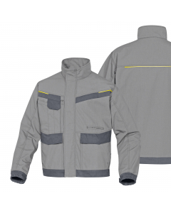 Gamma abbigliamento da lavoro 65% poliestere 35% cotone. Giacca 6 tasche. Parte bassa lati chiusa a pressione. Tasca con asola per auricolare. Categoria DPI: 2. Certificazione CE. Conformità alle norme EN ISO 13688:2013.