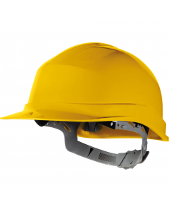 Elmetto da cantiere e ponteggi in polietilene alta resistenza (HDPE), trattato anti-UV. Cuffia polietilene BD, con 8 punti di fissaggio. Frontalino spugna. Chiusura a fibbia. Regolabile per un diametro della testa compreso fra 53 e 63 cm. Elmetto dielettr