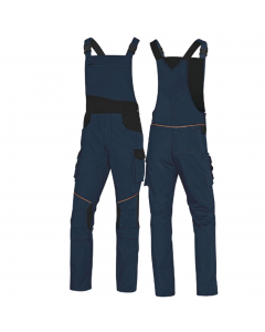 Gamma abbigliamento da lavoro 65% poliestere 35% cotone. Salopette con bretelle elasticizzate regolabili. 10 tasche di cui 1 tasca portametro. Ginocchia e fondo schiena rinforzati. Categoria DPI: 2. Certificazione CE. Conformità alle norme EN ISO 13688:20