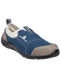 Scarpa S1p SRC con tomaia in poliestere e cotone. Soletta di pulizia staccabile (poliammide su EVA). Soletta iniettata - mono-densità. Pratica e veloce da indossare e togliere. Categoria DPI: 2. Certficazione CE. Conformità alle norme EN ISO 20344:2011 e 