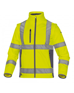 Giacca con chiusura zip antifreddo, maniche staccabili e 5 tasche. Fondo maniche con finitura sbieco e parte bassa regolabile tramite elastico. Tessuto "Softshell" traspirante, idrorepellente, malleabile, leggero, morbido, 100% poliestere 3 strati laminat