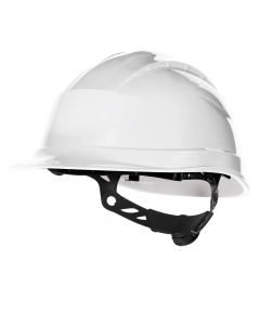 Elmetto da cantiere polipropilene (PP) alta resistenza trattato anti-UV. Cuffia poliammide : 3 Fasce tessili con 8 punti di fissaggio. Frontalino spugna. Sistema innovativo di chiusura Rotor®, regolabile: giro-testa da 53 a 63 cm. 2 posizioni possibili de