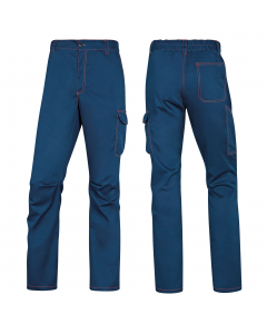 Pantaloni in sargia 63% poliestere 34% cotone 3% elastan. Elastico in vita. 5 tasche di cui 1 portametro. Categoria DPI: 1. Certificazione CE. Conformità alla norma EN ISO 13688:2013.