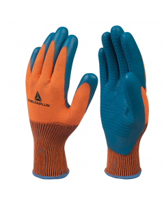Guanto in maglia poliestere - palmo spalmatura lattice 100% poliestere. spalmatura lattice pure su palmo e punta delle dita. finezza 13. Supporto : 100% poliestere. Spalmatura : lattice pure. Buona presa degli oggetti manipolati. Ottima adesione in ambien