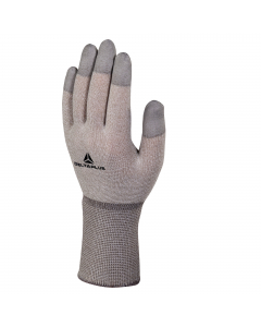 Guanto antistatica in maglia di rame/poliammide. Spalmatura in poliuretano punta delle dita. Finezza 15. Colore ruggine/grigio. Può essere utilizzato in un ambiente ESD (Electrostatic Discharge Hazard). Categoria DPI: 2. Certificazione CE. Conformità alle