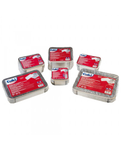 Contenitori in alluminio usa e getta con coperchio. Contenitore da 6 porzioni - 31,5x21,5x4,2cm.