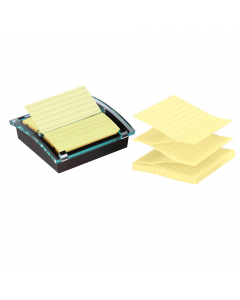 Dispenser Millenium pr foglietti Post-it. Z-Notes a righe XL . Confezione composta da un dispenser + una ricarica di foglietti Post-it Super Sticky Z-Notes color Giallo canary a righe. Formato large (101x101mm) da 90 fogli.