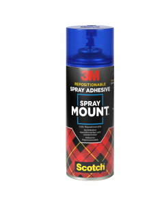 Spray MountTM riposizionabil. Consente un’adesione rapida e sicura. E’ riposizionabile, trasparente, non macchia, si distribuisce
uniformemente. Dopo 24ore dall’applicazione, l’adesivo diventa permanente.