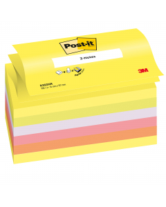 Incollatura a fisarmonica un foglietto tira l'altro. Utilizzabili con uno dei tanti dispenser per foglietti Post-it Z-Notes. Ogni blocchetto contiene 100 foglietti riposizionabili.
Formato 76x127mm. Colore: assortiti neon.