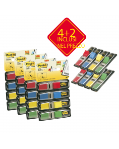 Segnapagina Post-it Index Mini Value Pack formato mini, autoadesivi, scrivibili e riposizionabili per unÆefficace organizzazione del proprio lavoro. La confezione contiene 4 blister da 140 (+2 in omaggio) segnapagina Index Mini in colori classici: rosso, 