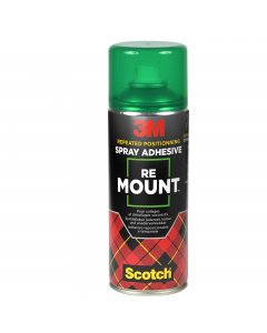 Re MountTM rimovibile. Adesivo spray sempre rimovibile. EÆ trasparente, non macchia e si distribuisce uniformemente.