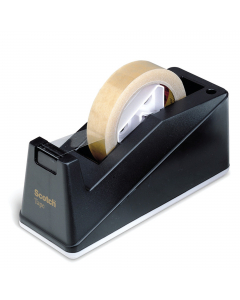 dispenser da tavolo con base appesantita comodo e compatto, adatto a nastri adesivi da 33/66mt. fornito vuoto.