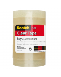 Nastro adesivo trasparente Scotch 508 trasparente adesivo acrilico per utilizzo generico di tutti giorni. Confezione torretta.