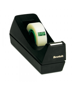Dispenser C38 per nastri adesivi da tavolo per rotoli max 19mm x 33mt. Colore nero. Fornito vuoto.