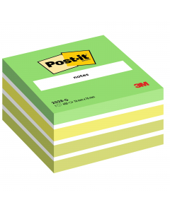 L'originale formato 76x76mm in un cubo colorato da 450 fogli, per non rimanere mai senza un foglietto Post-it. Pratici ed allegri nelle tonalità di colori assortiti Neon e Pastello. Colore: verde soft, verde acido, verde lime(x2), bianco(x3).