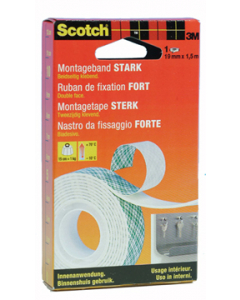 Nastro in schiuma con adesivo forte. Utile per fissare o assemblare oggetti in modo duraturo. Sostituisce viti e chiodi. Resiste a temperature comprese tra -30°C e 100°C. Un striscia da 15 cm sostiene 1 kg di peso. Formato 19mmx1,5mt
Utile per fissare o 