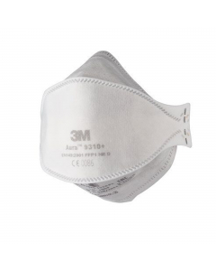 Il respiratore per carteggiatura a mano 3M™ Aura™ 9310+ è la mascherina facciale filtrante con design a 3 lembi Aura™, ponte nasale regolabile, lembo nasale scolpito e stringitesta con codifica colore per una vestibilità confortevole. È certificato FFP1. 