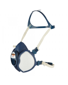 Il respiratore per verniciatura a spruzzo 4251 di 3M™ è il respiratore ibrido a semimaschera che può essere riutilizzato fino a quando non è danneggiato, ostruito da particolati o saturato da gas. È dotato di doppia valvola di inalazione, grandi filtri a 