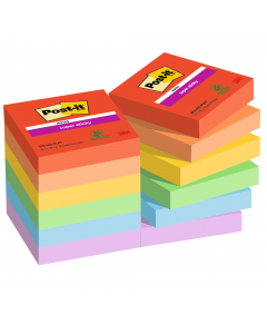 Blocchetti da 90 foglietti riposizionabili assortiti nei colori speziati. Grazie all'adesivo rinforzato si attaccano praticament su tutte le superfici e non lasciano traccia. Ideali per superfici difficili o verticali. Formato 47,6 x 47,6mm. Colore Playfu