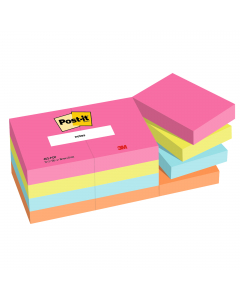 Blocco foglietti Post-it® Notes, blocco da 100 fogli 38x51mm, colori forti da giallo a fucsia Popmistic.