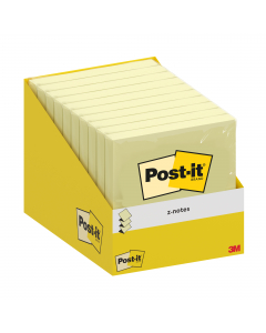 Mini espositore da 10 blocchetti da 100 foglietti Post-it®Z-Notes confezionati con film individuale, formato 76x76mm, giallo canary.