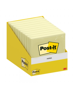 Mini espositore da 10 blocchetti da 100 foglietti confezionati con film individuale, formato 76x76mm, giallo canary.