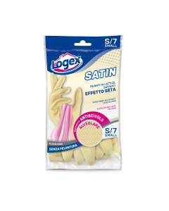 Guanti in lattice per tutti i lavori domestici.Colore crema e interno satinato non felpato. La superficie micro-ruvida con una speciale zigrinatura antiscivolo alveolare garantisce una miglior presa su tutte le superfici.