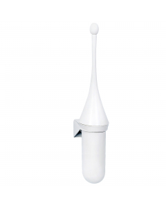 Portascopino da terra per WC in ABS bianco. Dimensioni h450xp150xl72mm.