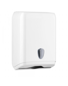 DISPENSER ASCIUGAMANI PIEGATI BIANCO MAR PLASTDISPENSER PORTA ASCIUGAMANI PIEGATI A ''C'' A ''Z'' A ''V''. CAPACITA' 400 FOGLI. DIMENSIONI H375XP137XL280MM COLORE BIANCO CON LENTE RISERVA