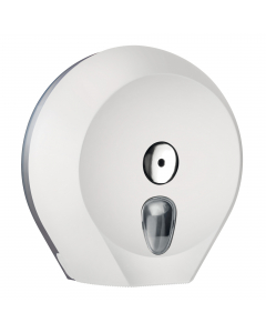 Distributore per carta igienica in rotolo Jumbo di diametro massimo 23cm. Superficie colorata Soft Touch. Dotato di serratura con chiave in materiale plastico. 
• Dimensioni: L27 x P12,8 x H27,3cm
• Diametro massimo rotolo contenuto: 23cm