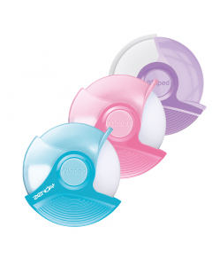 Gomma dotata di custodia rotativa che garantisce una protezione completa quando non utilizzata. Cancella in modo efficace e sostenibile. Priva di PVC e ftalati. Colori pastello assortiti.