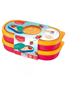 Snackbox per cibi.Facili da aprire, a prova di perdita e totalmente smontabil per un lavaggio completo. Utilizzabili in microonde e freezer.