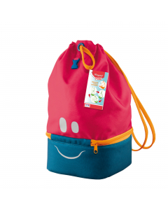 Lunch bag con base a prova di perdita per Lunch Box, da portare in posizione orizzontale. Base realizzata in materiale isolante per una ideale conservazione del cibo. Smile con occhi e bocca in materiale riflettente.