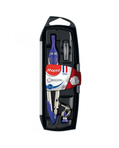 Compasso con aste in acciaio. Disponibile in astuccio di plastica. Set da 3 composto da 1 compasso mina+adattatore universale, 1 astuccio mine.  made in france