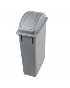 Contenitori per raccolta differenziata in polipropilene. Robusto secchio da 90 litri con coperchio in polipropilene colore grigio apertura basculante per la raccolta dei rifiuti indifferenziati. Design compatto per un facile collocamento in spazi ridotti.