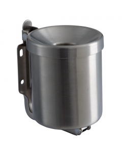Portacenere da muro in acciaio inox satinato. Testa antifuoco. Svuotamento facilitato tramite ribaltamento del portacenere. Fissaggio a muro con viteria inclusa. Dimensioni: Ø13,5xH11cm. Capacità 0,5Lt. Made in PRC. Effettuare una periodica manutenzione p