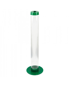 Tubo in policarbonato trasparente con coperchio e base in metallo. Dotato di disco assorbente sul fondo. Dimensioni: 27x100cm - capacità 10Lt. Si consiglia di pulire le componenti in metallo con un panno morbido, imbevuto d’acqua o con un prodotto specifi